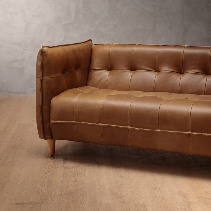 Ravelin 3-Seater Leather Couch - Cinnamon - 7