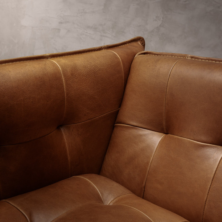 Ravelin 3-Seater Leather Couch - Cinnamon - 9