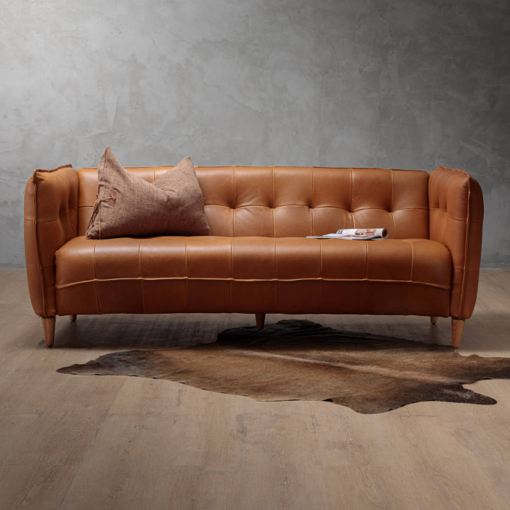 Ravelin 3-Seater Leather Couch - Tan - 2