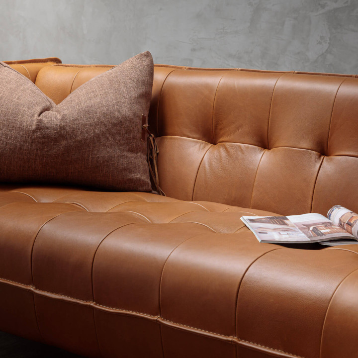 Ravelin 3-Seater Leather Couch - Tan - 3