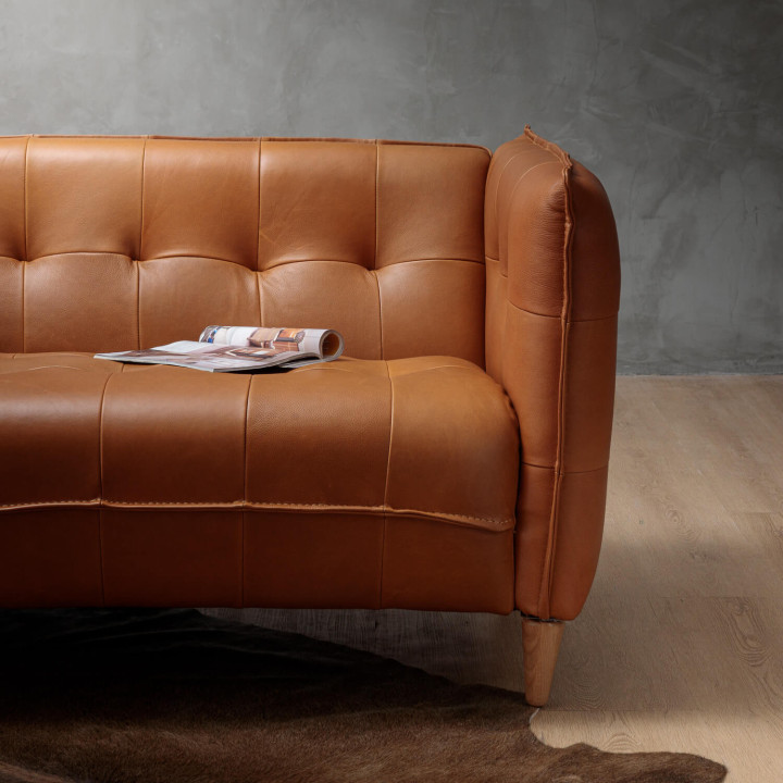 Ravelin 3-Seater Leather Couch - Tan - 4