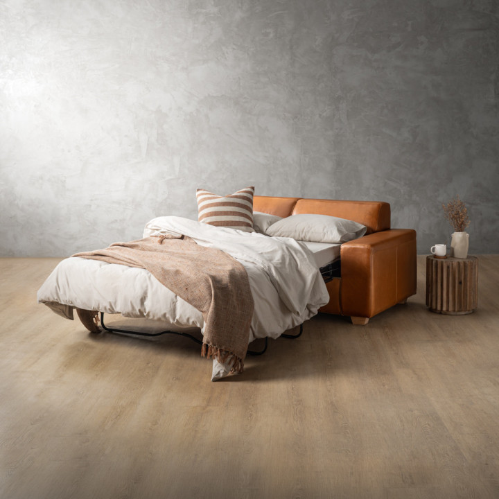Karoo Leather Sleeper Couch - Ginger - 1