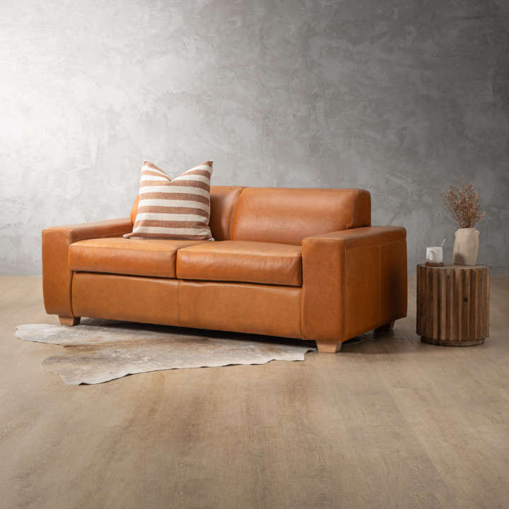 Karoo Leather Sleeper Couch - Ginger - 2