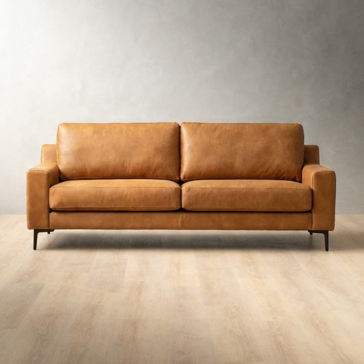 Tulbagh 3-Seater Leather Couch - Caramel - 1