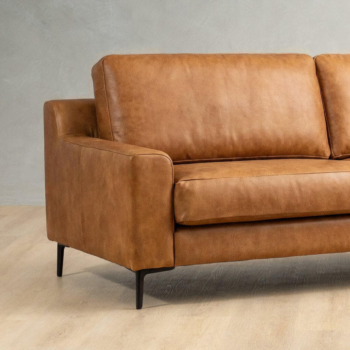 Tulbagh 3-Seater Leather Couch - Caramel - 2