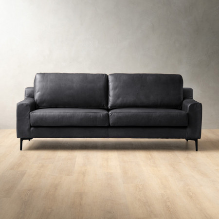 Tulbagh 3-Seater Leather Couch - Black