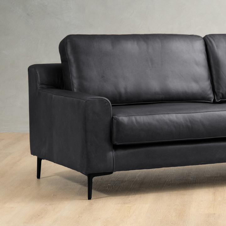 Tulbagh 3-Seater Leather Couch - Black - 3
