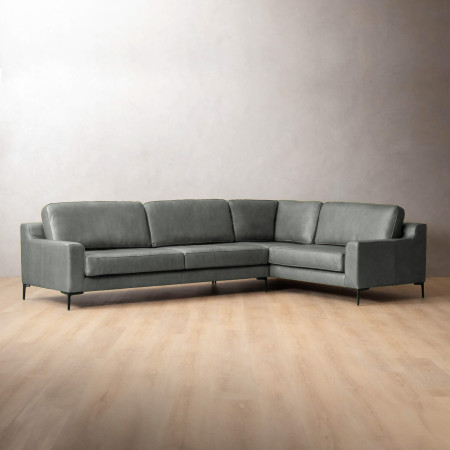 Tulbagh Leather Corner Couch Right - Pepper