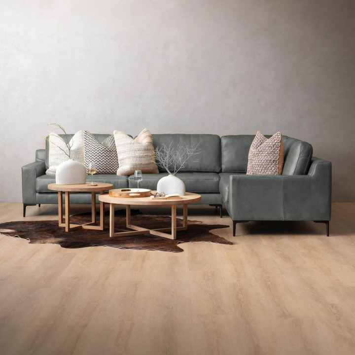 Tulbagh Leather Corner Couch Right - Pepper - 2