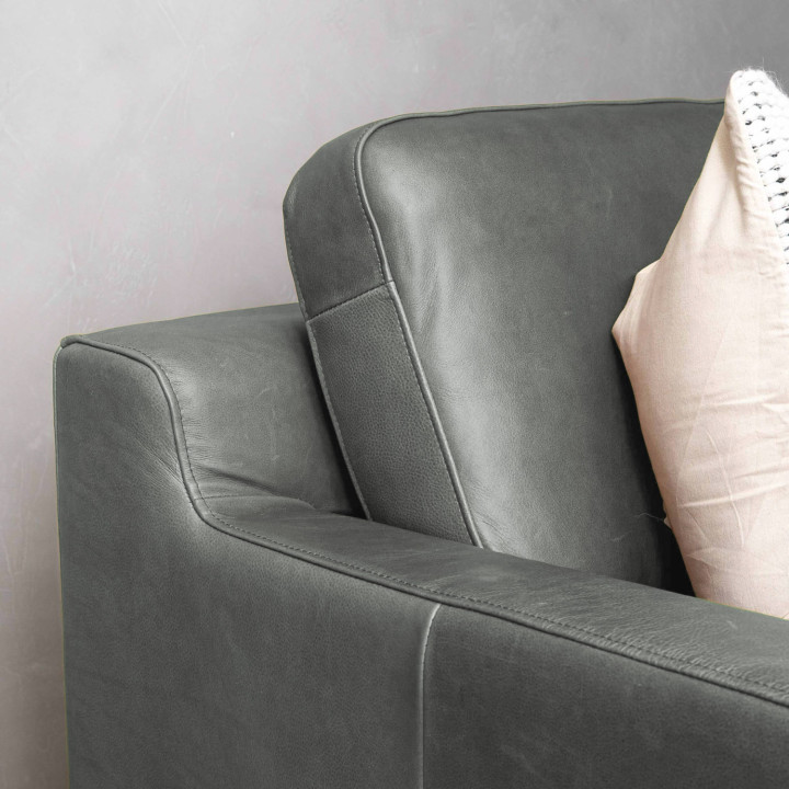 Tulbagh Leather Corner Couch Right - Pepper - 3