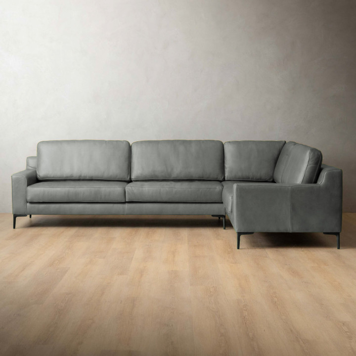 Tulbagh Leather Corner Couch Right - Pepper - 4