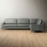 Tulbagh Leather Corner Couch Right - Pepper - 4