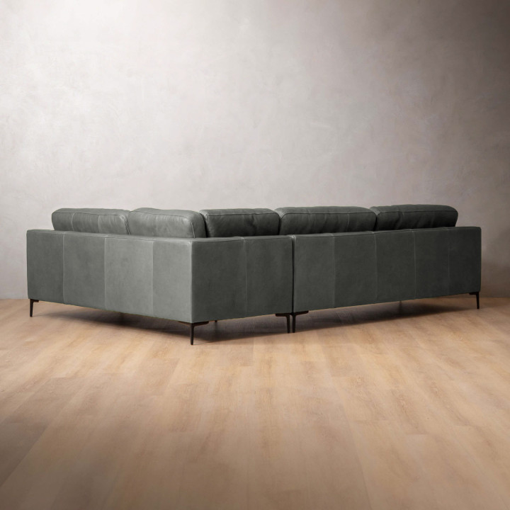 Tulbagh Leather Corner Couch Right - Pepper - 5