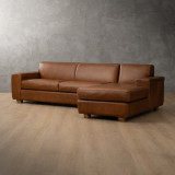Karoo Leather Corner Couch with Daybed Right - Butterscotch - 1