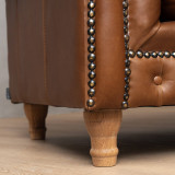 Chesterfield 3-Seater Leather Couch - Butterscotch - 9
