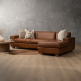 Karoo Leather Corner Couch with Daybed Right - Butterscotch - 3