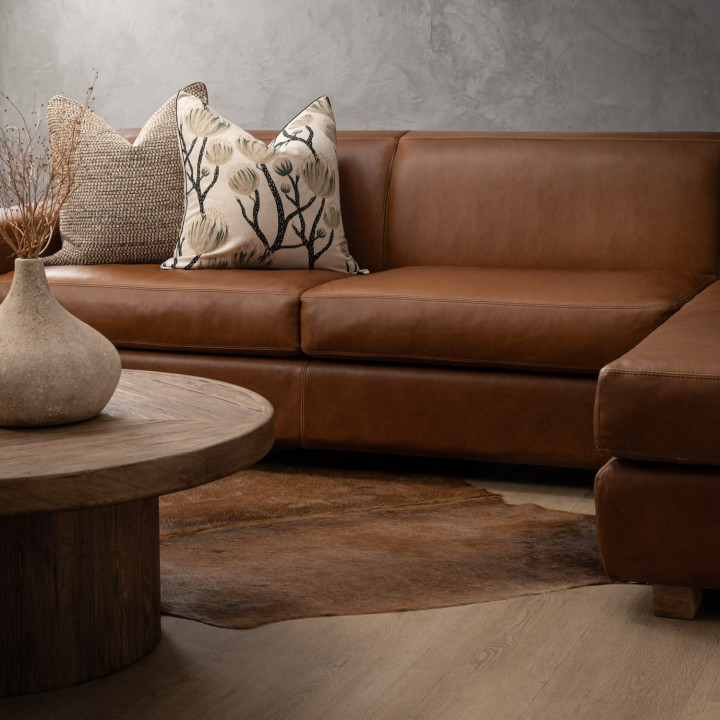 Karoo Leather Corner Couch with Daybed Right - Butterscotch - 4