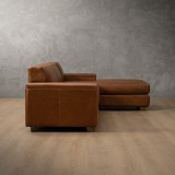 Karoo Leather Corner Couch with Daybed Right - Butterscotch - 6