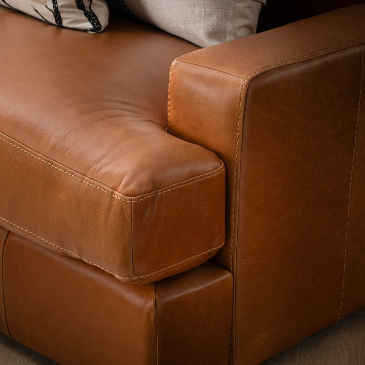 Windermere 3-Seater Leather Couch - Tan - 8
