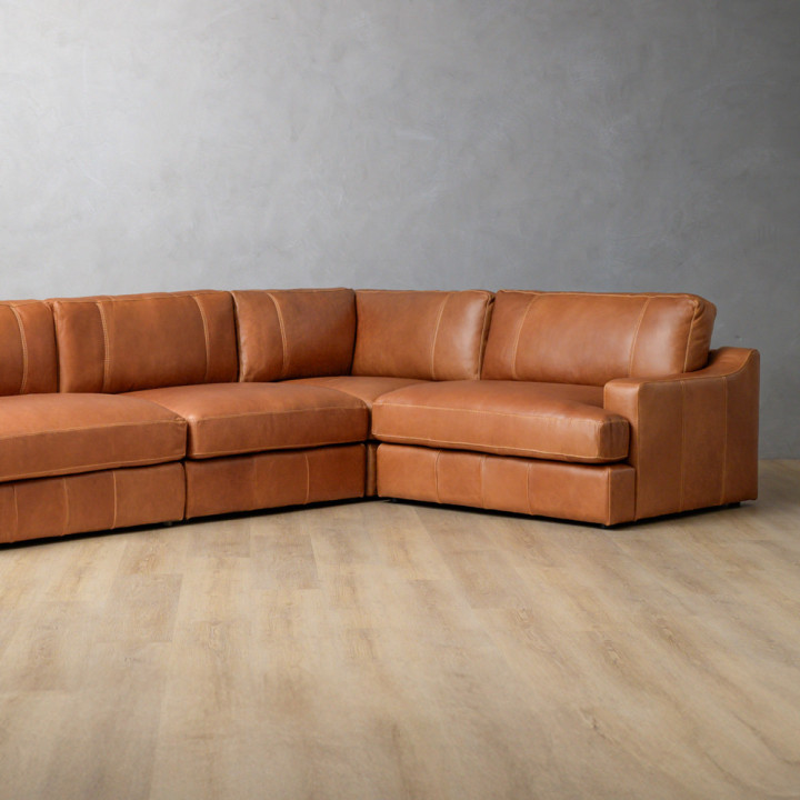 Windermere Modular Leather Corner Couch - Tan - 5