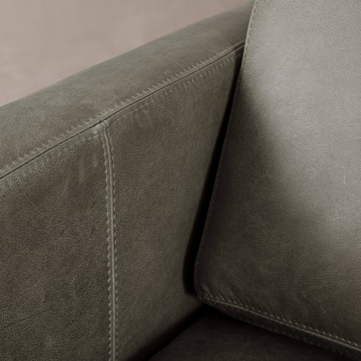 Cape Town 3-Seater Leather Couch - Pepper - 8