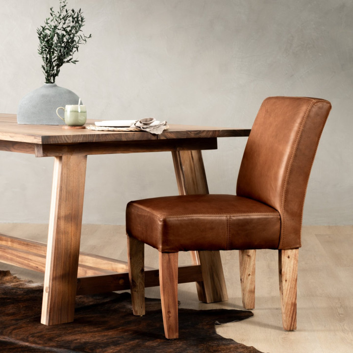 Chunky Leather Dining Chair - Blackwood - Pepper - 2