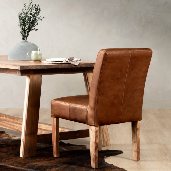 Chunky Leather Dining Chair - Blackwood - Pepper - 3