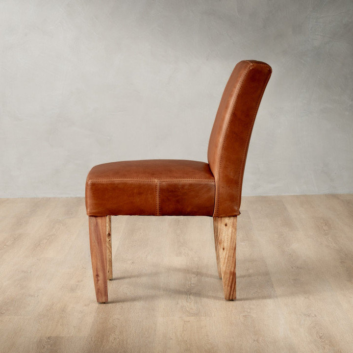 Chunky Leather Dining Chair - Blackwood - Pepper - 5