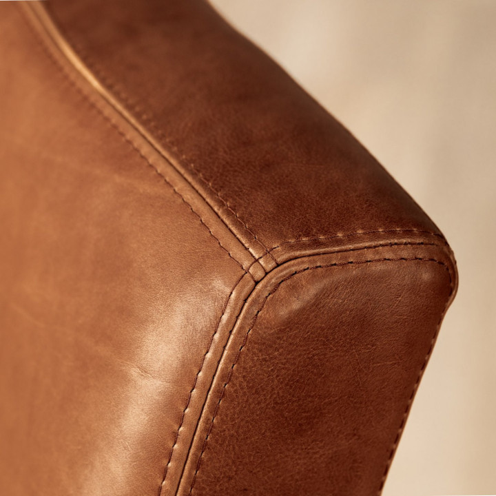 Chunky Leather Dining Chair - Blackwood - Pepper - 9