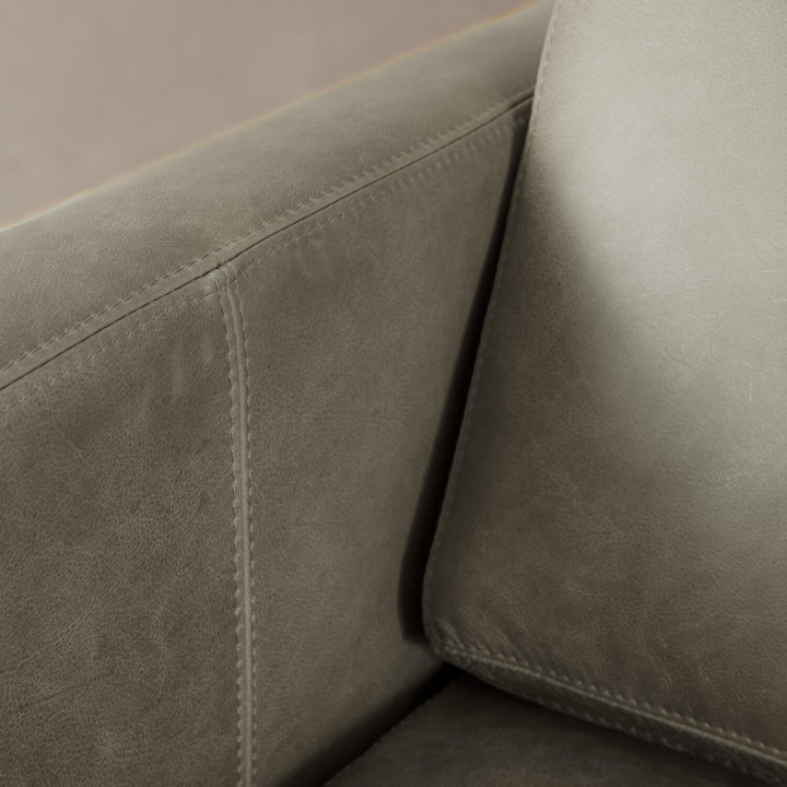 Cape Town 3-Seater Leather Couch - Grey - 8