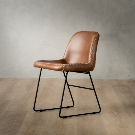 Hand-Stitched Leather Dining Chair - Butterscotch