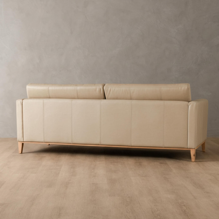 Cape Town 3-Seater Leather Couch - Cream - 4