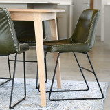 Hand-Stitched Leather Dining Chair - Olive - 2