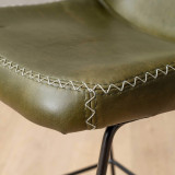 Hand-Stitched Leather Dining Chair - Olive - 6