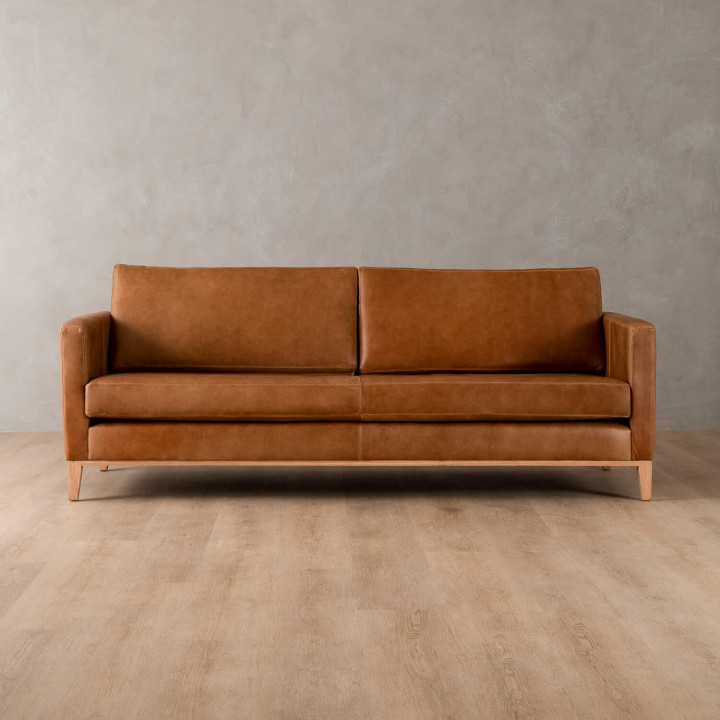 Cape Town 3-Seater Leather Couch - Ginger - 1