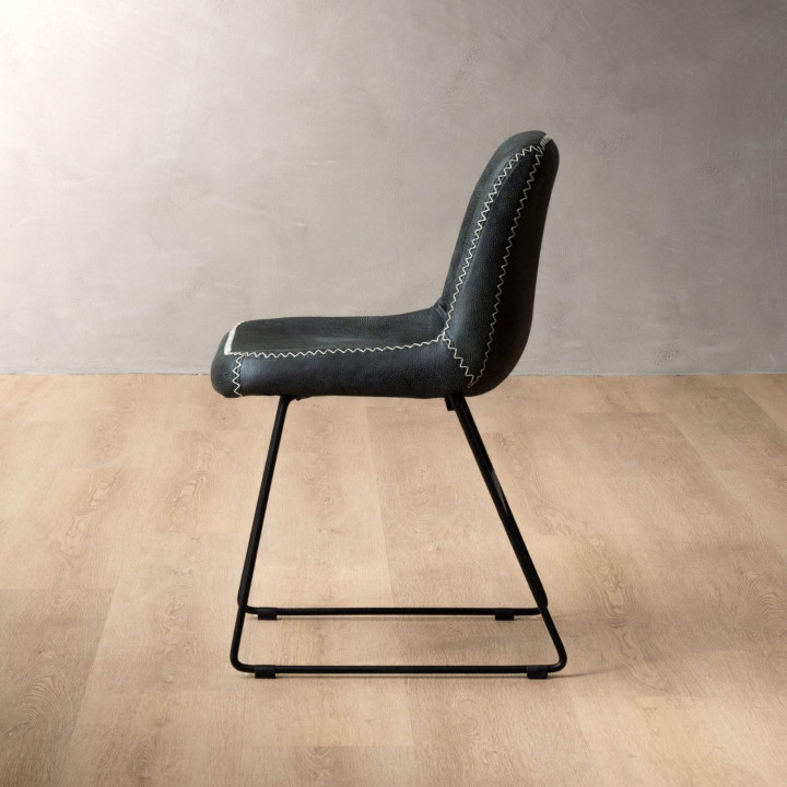 Hand-Stitched Leather Dining Chair - Midnight - 6