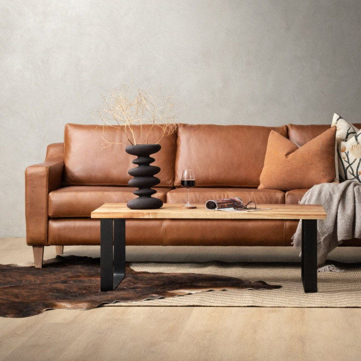 Douglas Leather Corner Couch with Daybed Right - Butterscotch - 3