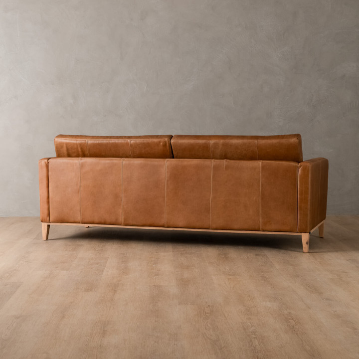 Cape Town 3-Seater Leather Couch - Ginger - 4
