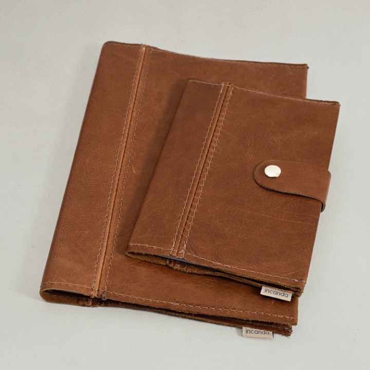 Leather Notebook Cover- A4/A5 (with Clip) - Butterscotch - A5 - 1