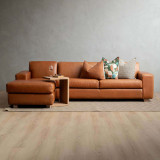 Karoo Leather Corner Couch with Daybed Left - Ginger - 2