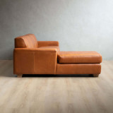 Karoo Leather Corner Couch with Daybed Left - Ginger - 5