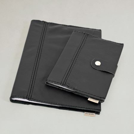 Leather Notebook Cover- A4/A5 (with Clip) - Black - A4
