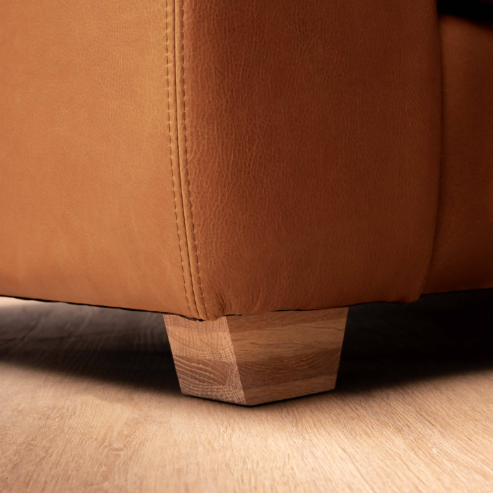 Karoo Leather Corner Couch with Daybed Left - Ginger - 7