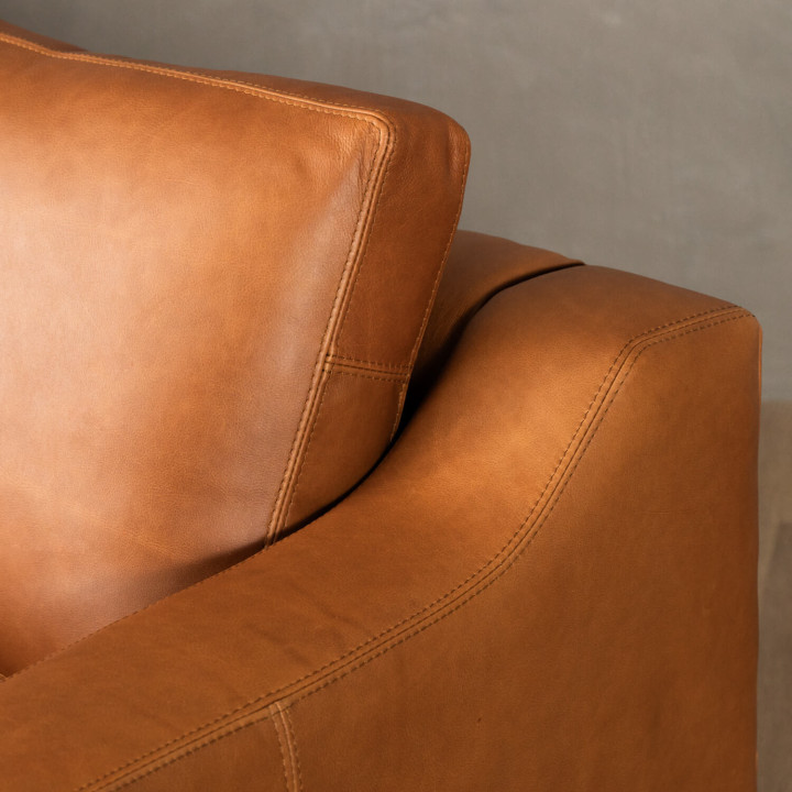 Douglas Leather Corner Couch with Daybed Right - Ginger - 5