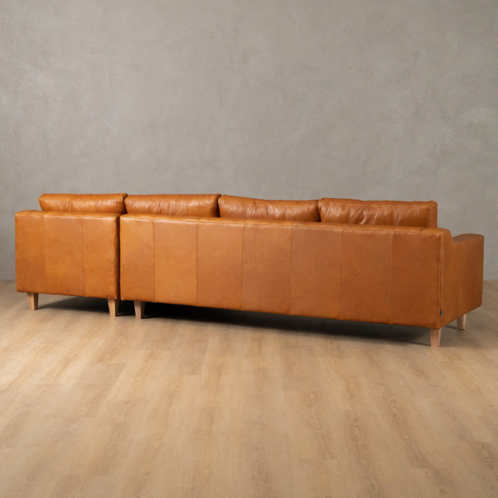 Douglas Leather Corner Couch with Daybed Right - Ginger - 11