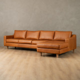 Douglas Leather Corner Couch with Daybed Right - Ginger - 12