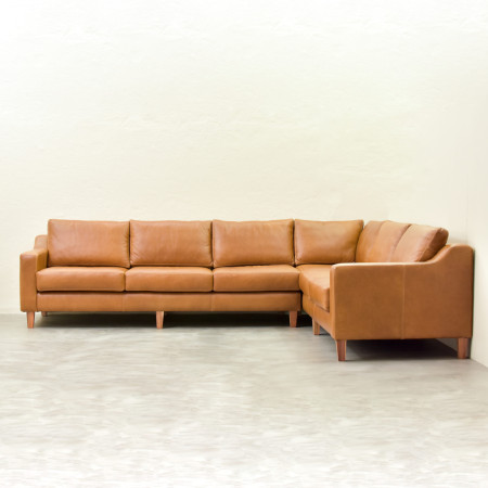 Douglas Full Leather Corner Unit Right - Ginger - 1