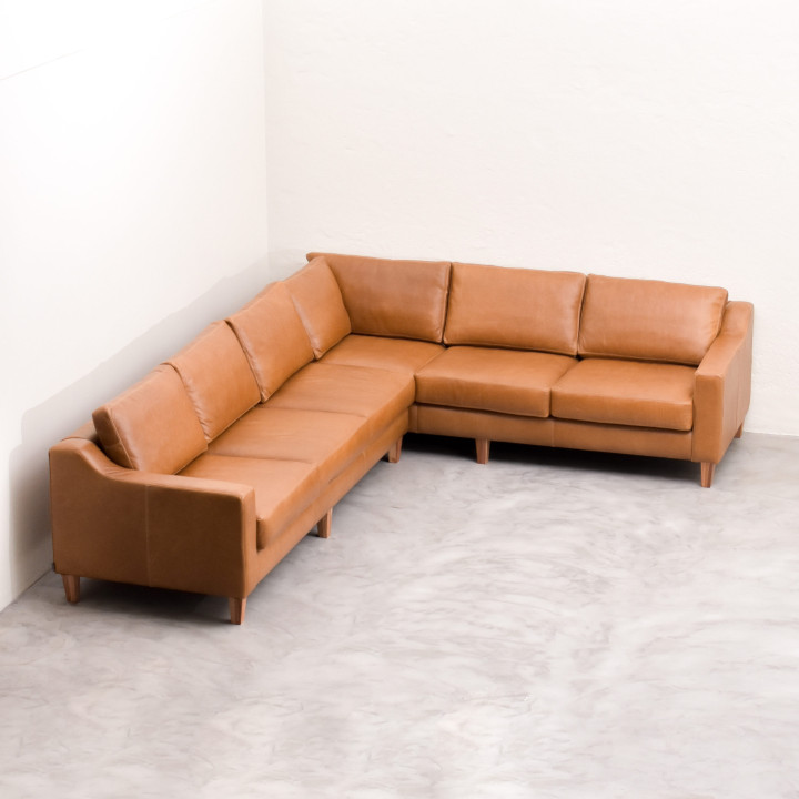 Douglas Full Leather Corner Unit Right - Ginger - 2