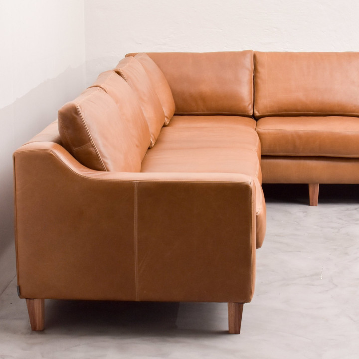 Douglas Full Leather Corner Unit Right - Ginger - 3
