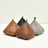 Leather Triangular Door Stopper - Black - 2